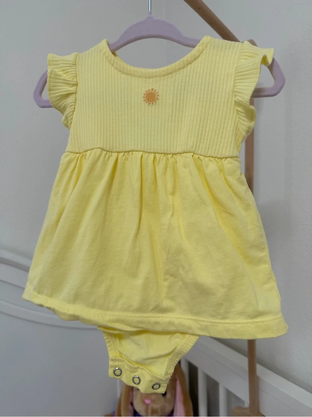 Yellow Sunflower Baby Dress Onesie and Blue Ballerina Dress Set
